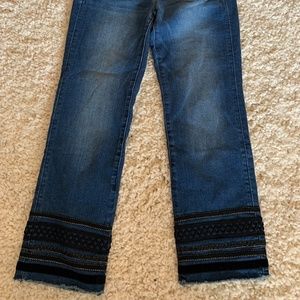 Ann Taylor stretch cropped  jeans.‎ Embroidered on bottom. Never worn